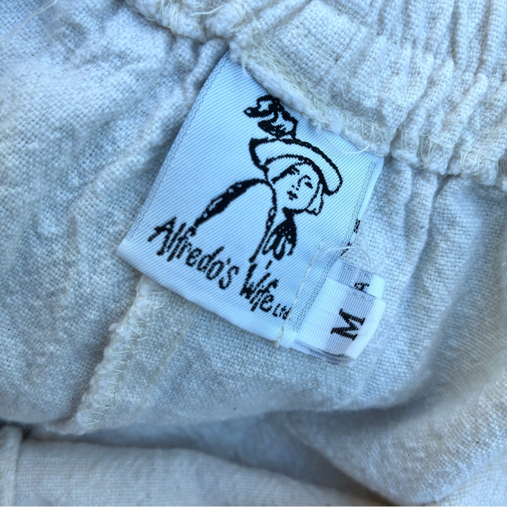 Alfredo’s Wife Vintage Wide Leg Fringe Hem Cropped Ivory Pants Sz Medium - Picture 2 of 4